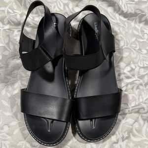 Limelight Black Leather Slingback Sandals